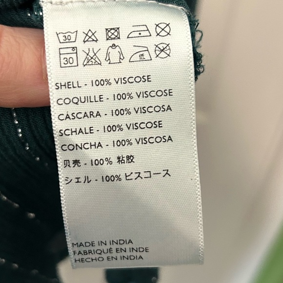 Cleobella Emerald Green Long Sleeve Metallic Striped Ruffle Blouse Size Medium - Picture 12 of 12